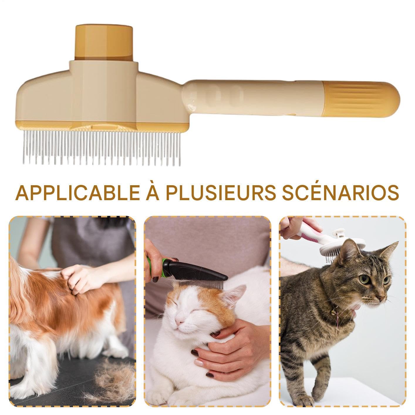 Pettine Per Animali Spazzola Per Toelettatura E Sfoltimento Pelo Cani | Pettine Autopulente Per Massaggio Animali Con Pulsante Rilascio Per Gatti A Pelo Corto E Lungo, Cuccioli, Animali Piccoli