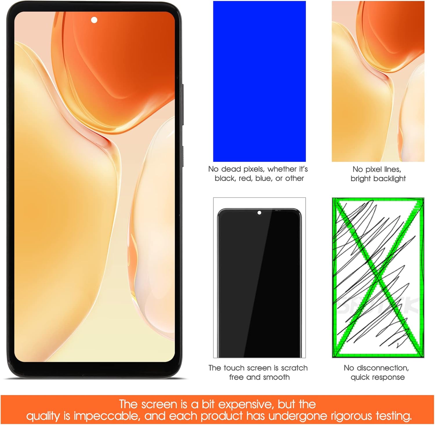 Screen for Motorola Moto One 5G Ace Screen Replacement for Moto One 5G UW ACE LCD Screen XT2113-2,XT2113-5 Touch Display Digitizer Assembly Repair Parts with Frame (Black)
