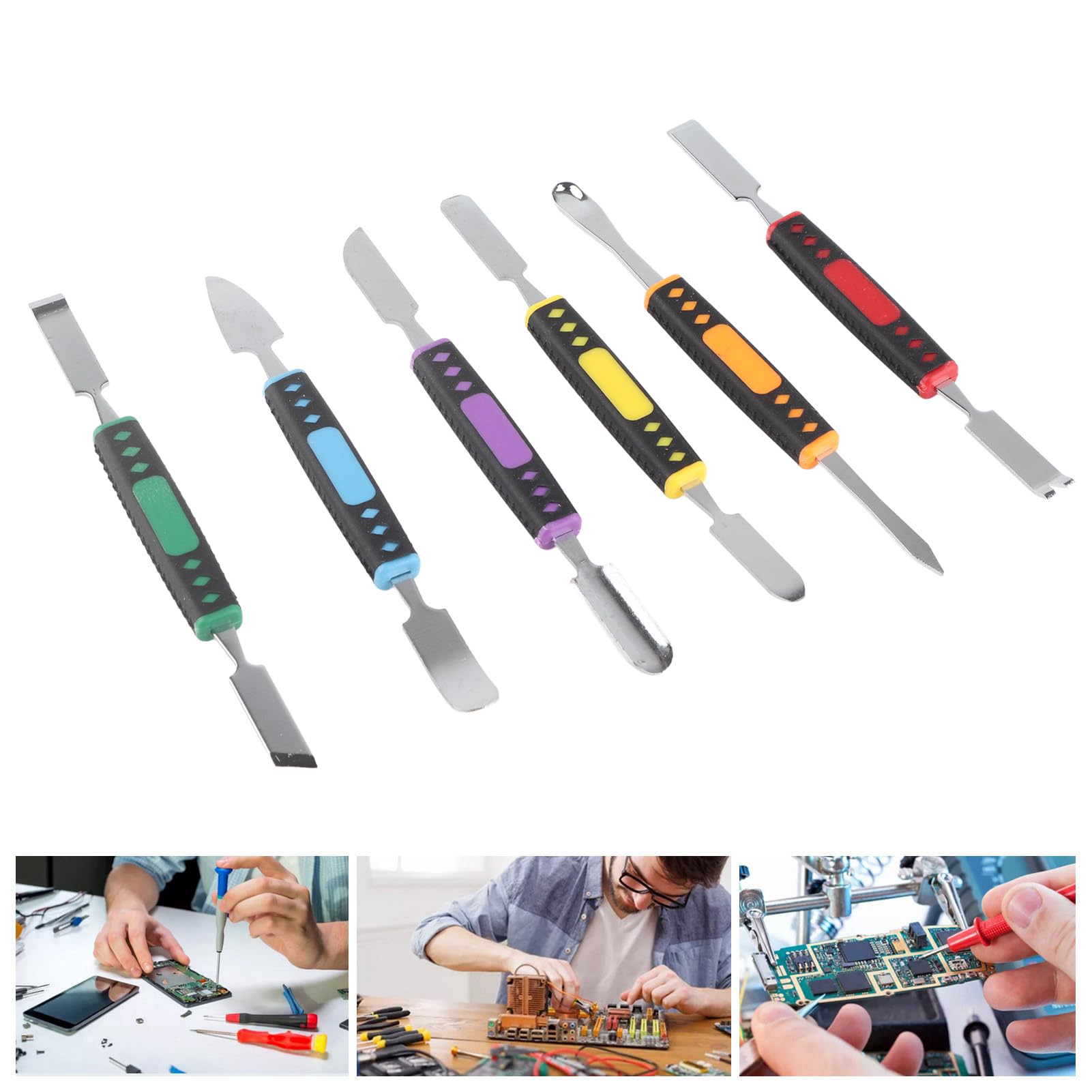 Set 6 Mini Leve A Doppia Estremità In Metallo – Kit Riparazione Per Smartphone, Tablet E Dispositivi Elettronici – Impugnatura Antiscivolo - 2