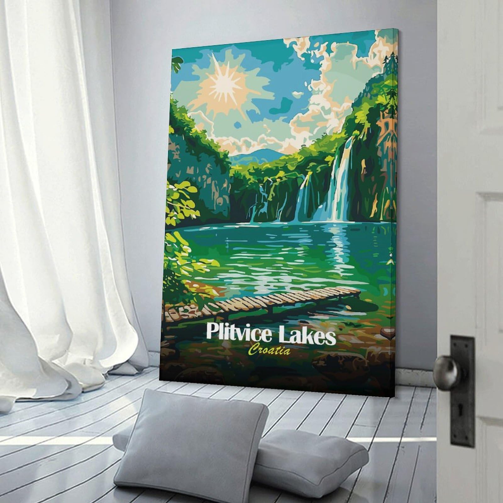 Junmoney Plitvice Lakes Croatia Landscape Art Wall Picture Print 20x30inch(50x75cm), for Corridors, Hallways Or Apartment Entries, Wall Decor to Refresh Empty Corners