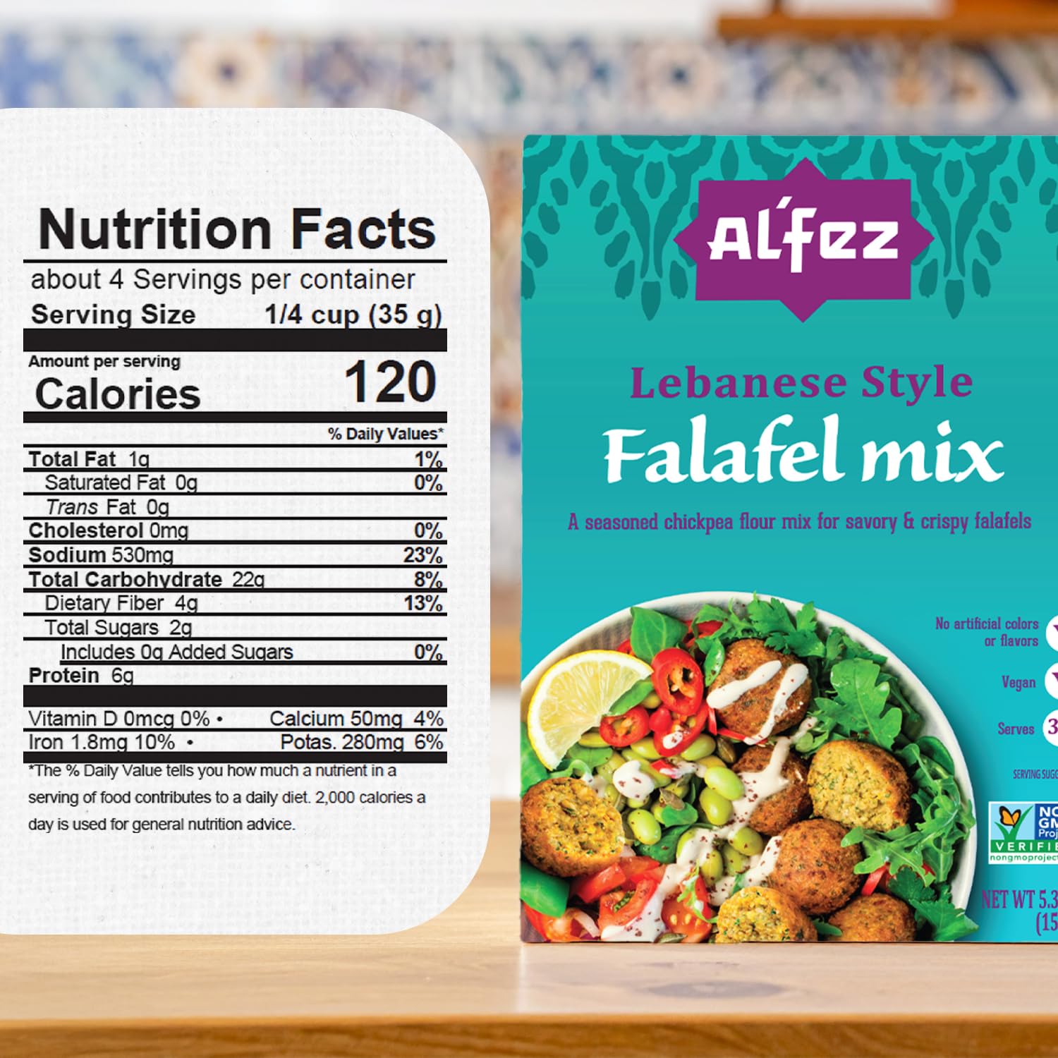 Al’Fez Lebanese Style Falafel Mix - 5.3oz (Pack of 6) - Chickpea Flour & Spice Blend for Crispy Falafels - Vegan, Quick & Easy Preparation - Perfect for Pita Wraps, Salad Bowls, Mezze Plates & More