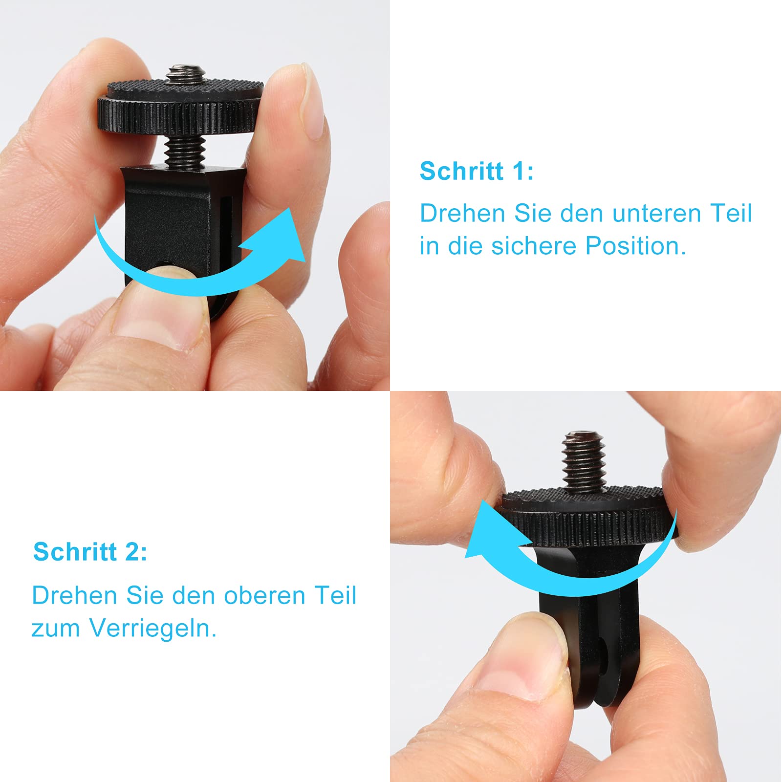 GIONAR 2 Stück Aluminium 1/4 Zoll Kamera Halterung Adapter Set, Drehbarer Stativgewinde Adapter für GoPro, Sony, SupTig,Xiaoyi und mehr, 360° Rotation, mit Befestigungsschrauben und Muttern