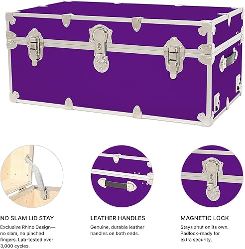 Miniatura 50 de Rhino Trunk & Case Baúl grande de vinilo en relieve de cuero, reposapiés de campamento de verano, baúl de almacenamiento para dormitorio
