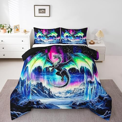 Feelyou Kids Dragon Comforter Set King Size Boys Girls