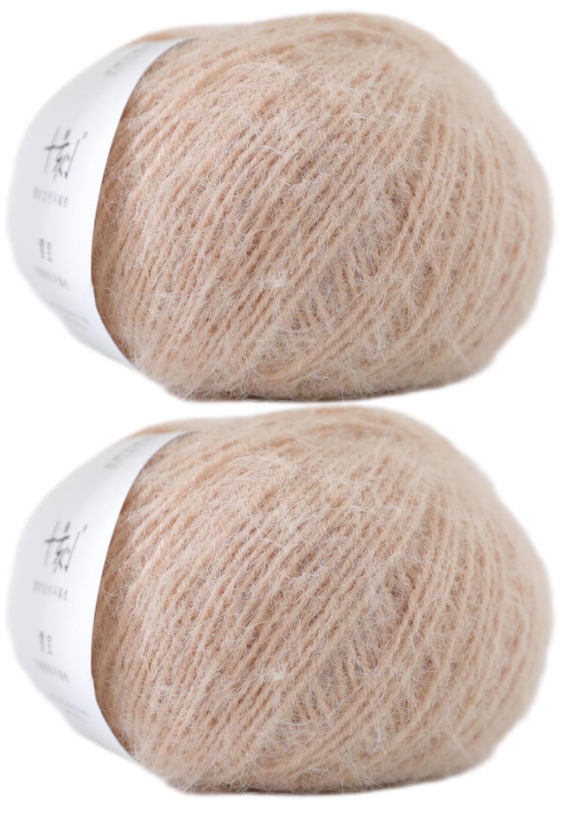 Snowbaby Wool Acrylic Blend Long Pile Yarn,(Worsted) Warm and Luxurious Fuzzy Yarn for Knitting and Crocheting DIY Hats Scarves Sweaters, 2 * 3.52oz/100g 207yds(02-Wheat)