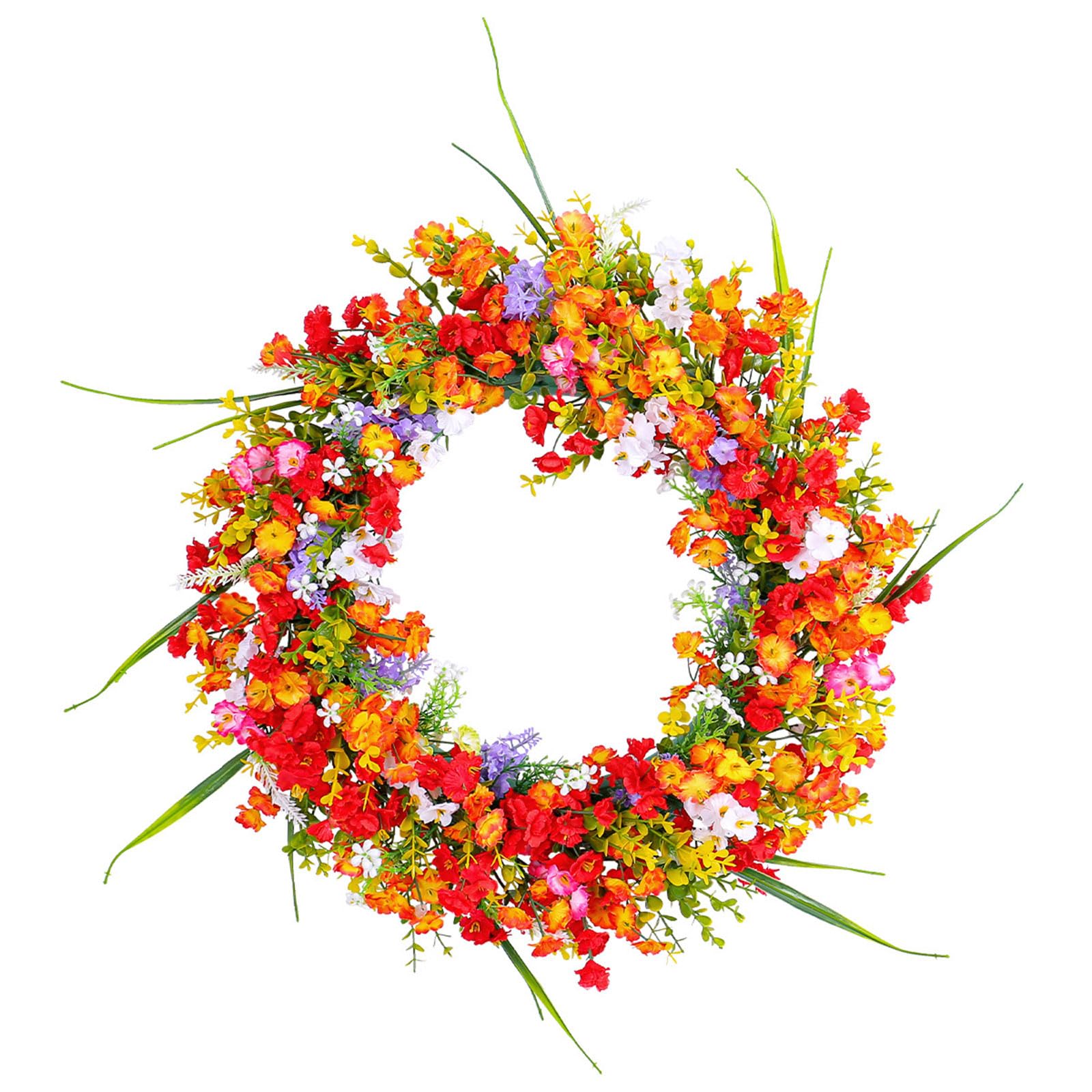 Kalttoy Artificial Small Flower Wreath Front Door Wreath Spring for Front Door Farmhouses Garden Wedding Decorations Wall