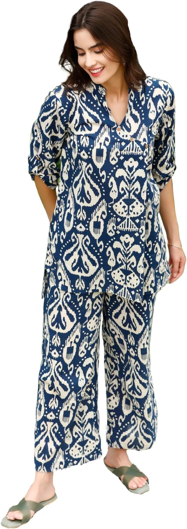 ANNI DESIGNERWomen's Cotton Blend Printed Co-Ord Set