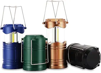 Lichamp LED Camping Lantern, 4 Pack Battery Powered Flashlight for Power Outages, Portable Collapsible Hanging Light Essential for Home, Outdoor, Emergency Lamp Survival Kit Gear for Hurricane, C5