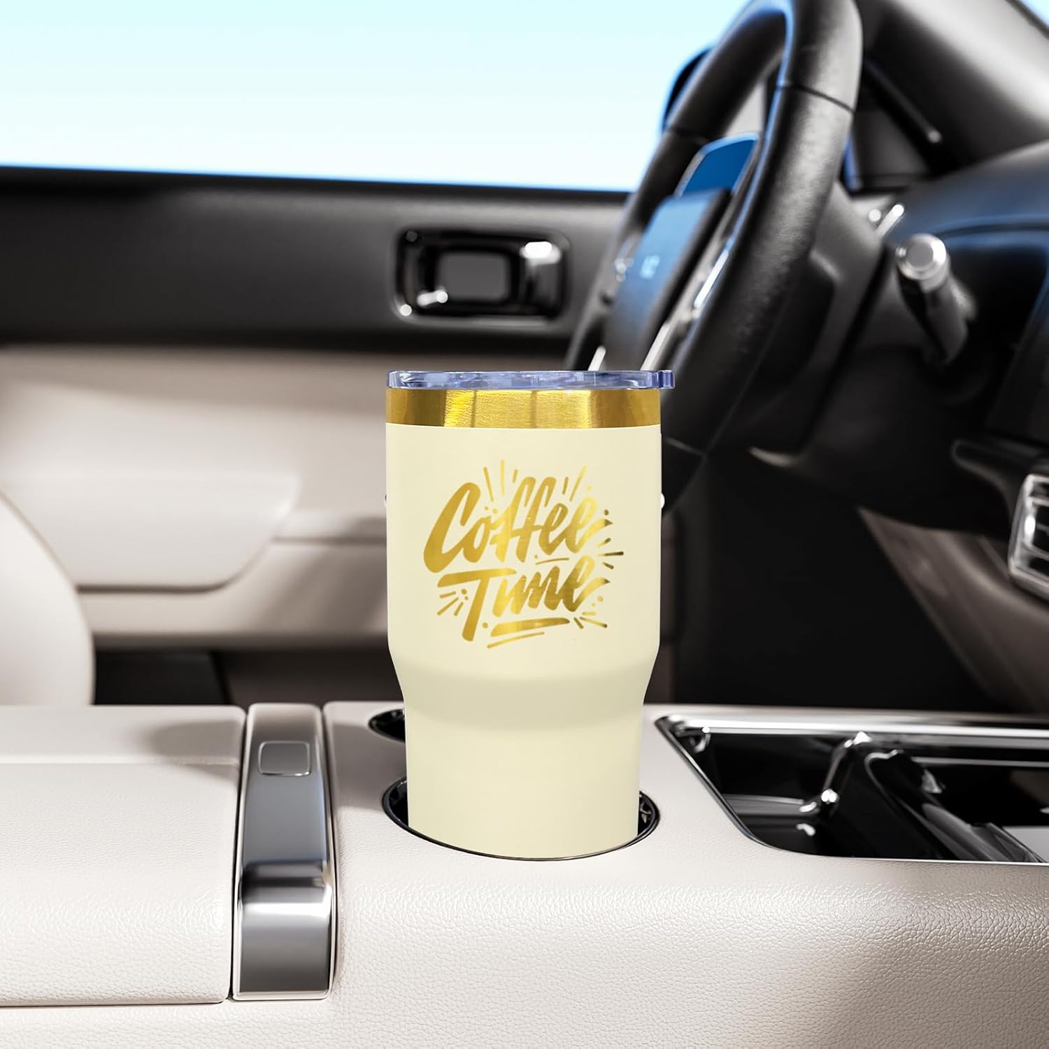 20 oz Tumbler Stainless Steel Tumbler with Lid and Straw, Double Wall Vacuum Insulated Travel Coffee Mug for Laser Engrave, Powder Coated Cups for Hot and Cold Drinks (Cream,1 pack) - Image 6