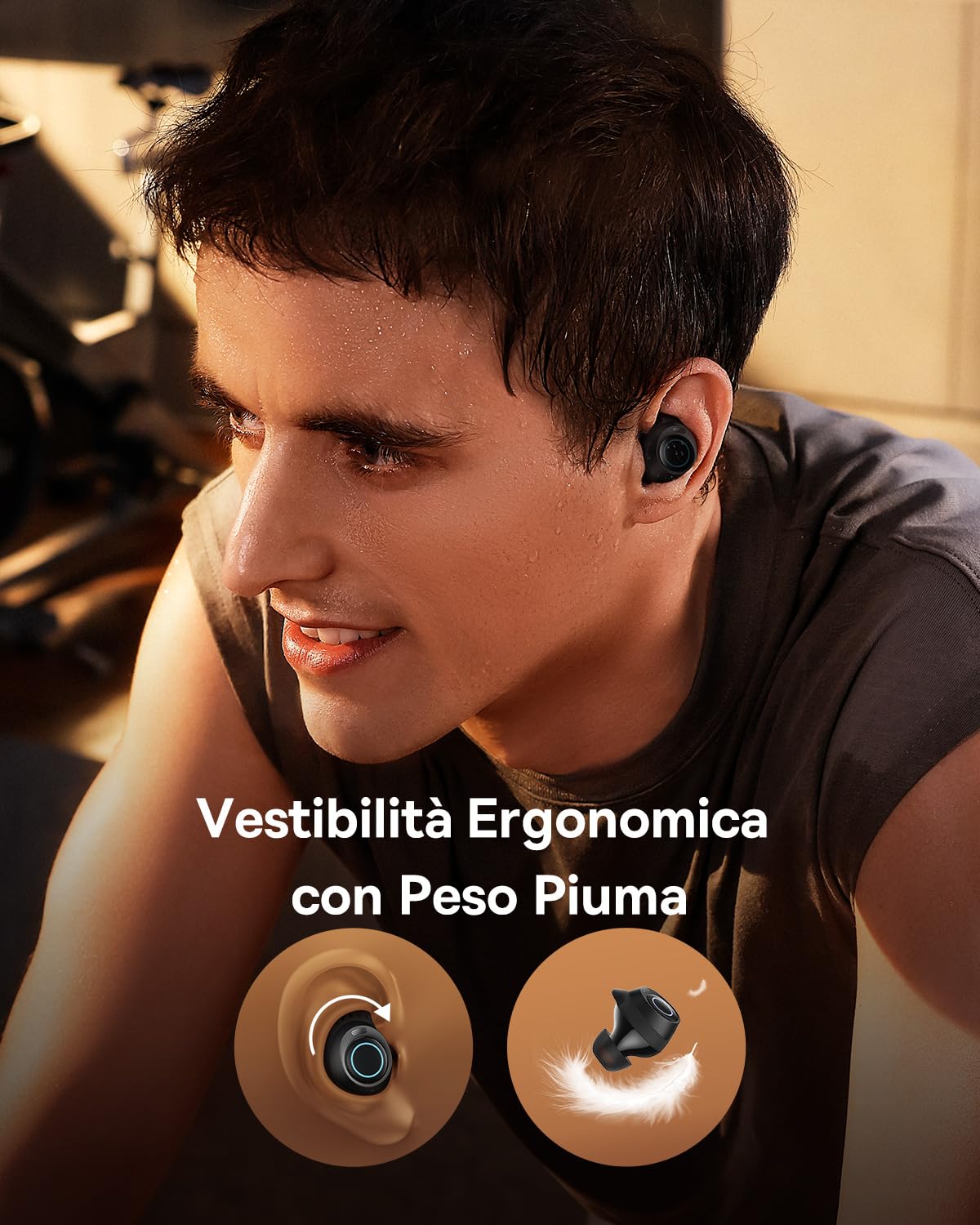 Baseus Cuffie Bluetooth con Cancellazione Attiva Ibrida del Rumore da -48dB, Riproduzione di 140 0re, Waterproof IPX6, 4 Microfoni ENC, Bassa Latenza di 0,038s, Auricolari Bluetooth 5.3 - Bowie MA10