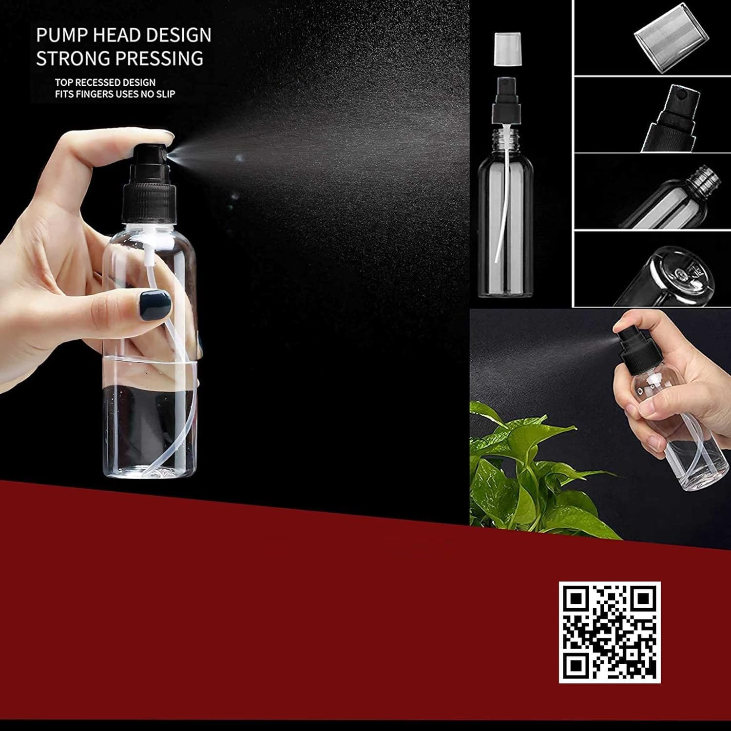 Kienlix Spray Bottles Clear Empty Fine Mist Plastic Mini Travel Bottle Set, Small Refillable Liquid Containers (100 Ml Pack 12) - Image 6 thumbnail
