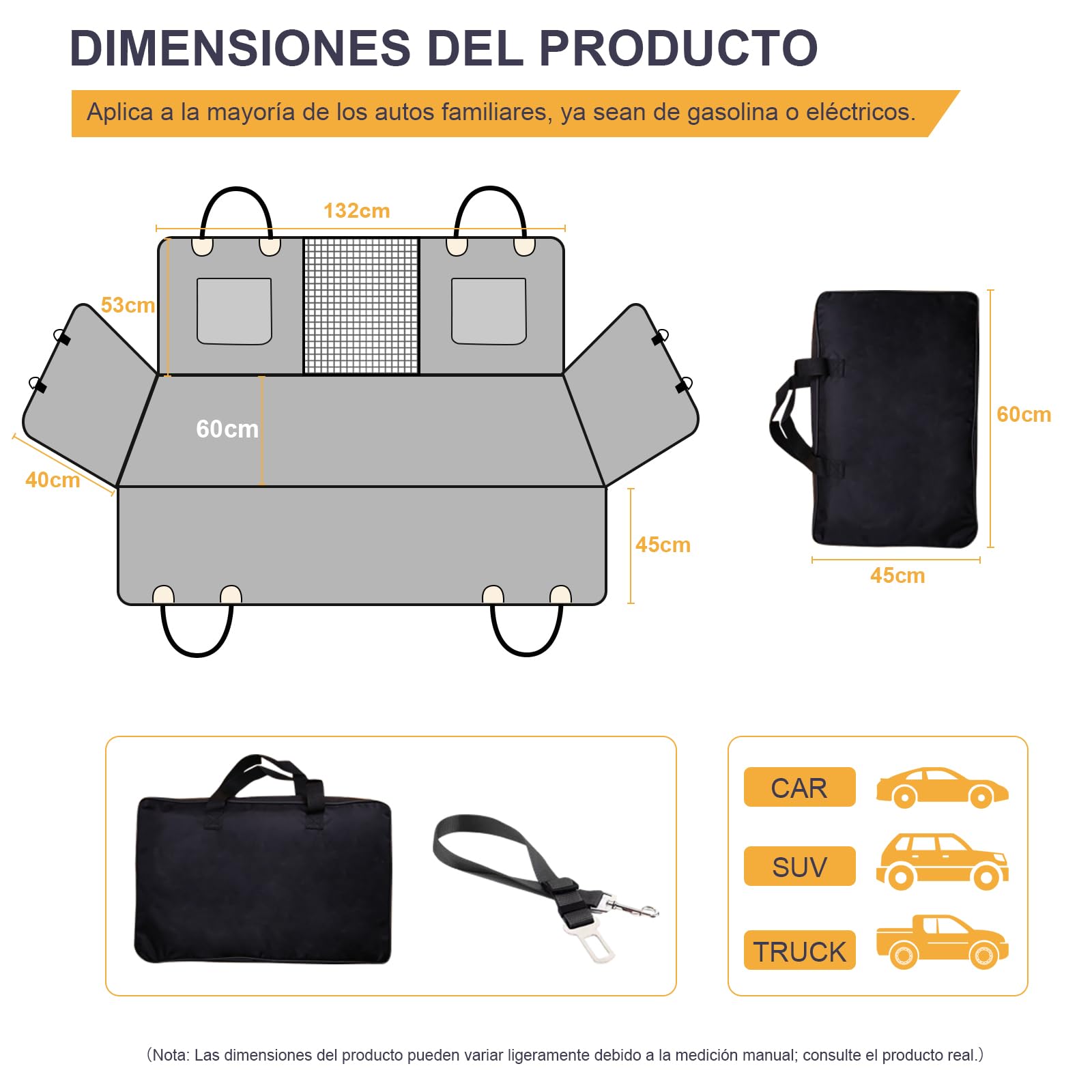 Funda Coche Perro PU, Impermeable, Antideslizante, Antiarañazos del dura Extensión del Asiento Asiento para Protector Coche Perros Asiento Trasero, Hamaca Viaje Mascotas para la Mayoría de Coches