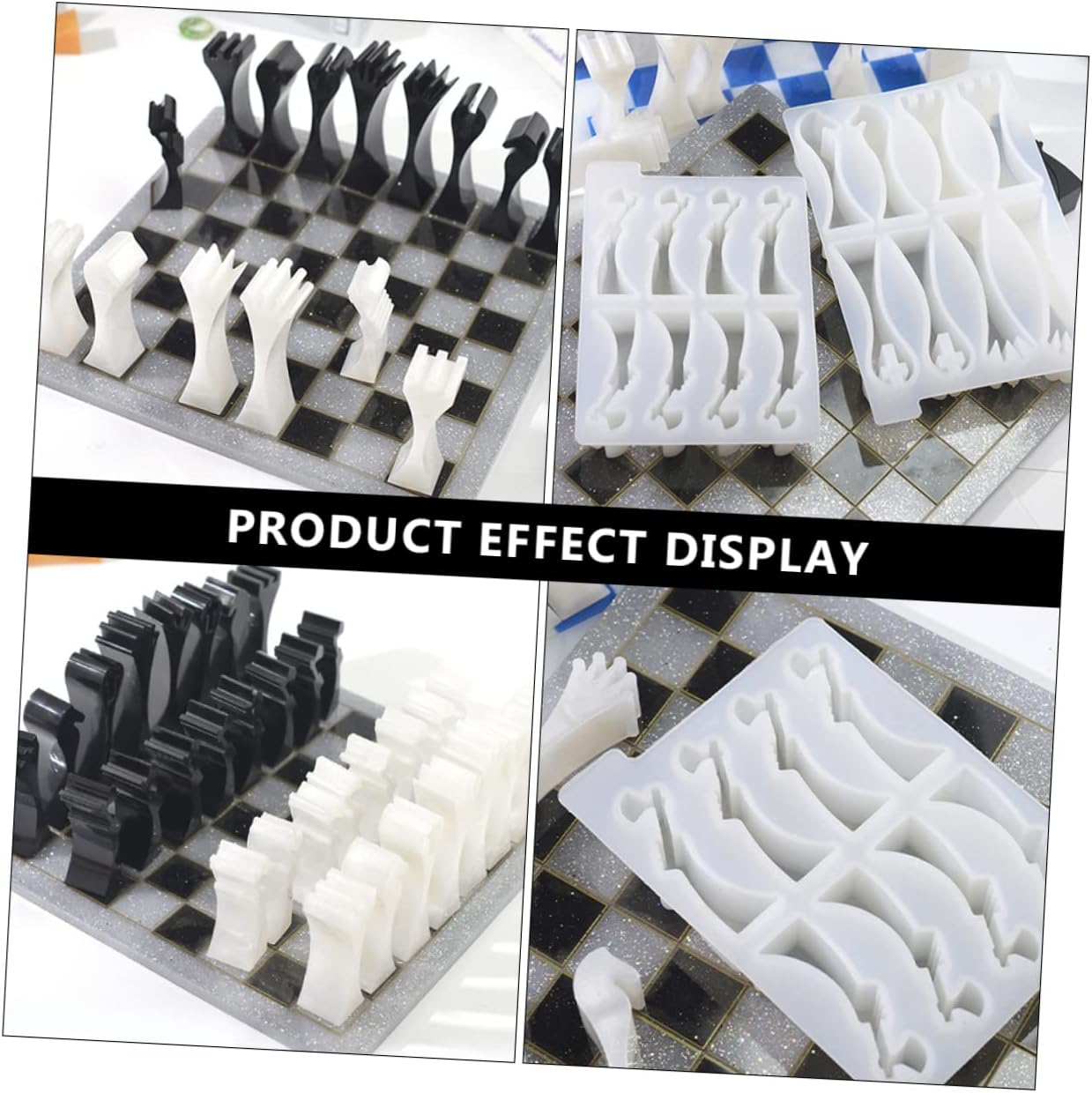 NUOBESTY 2pcs Chess Molds Silicone Moulds for Epoxy Resin Craft Chess Pieces Making Tray Flexible and Reusable Molds with Smooth Surface for Easy Release