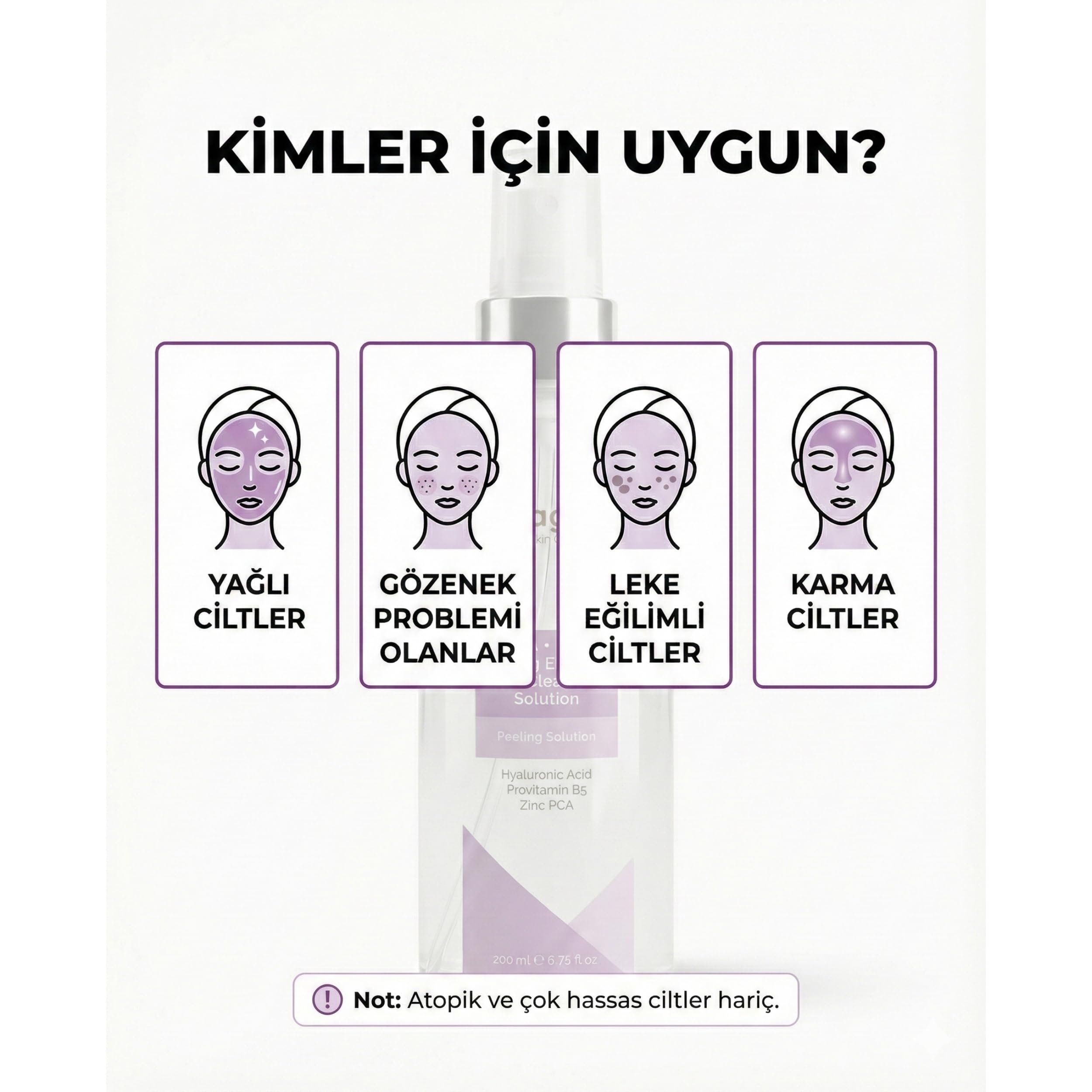 Reagain AHA BHA Peeling Etkili Cilt Temizleme Tonik - Glikolik Asit, Salisilik Asit, Laktik Asit, Hyaluronik Asit, Zinc PCA, Provitamin B5-200 ml (6.76 fl.oz)