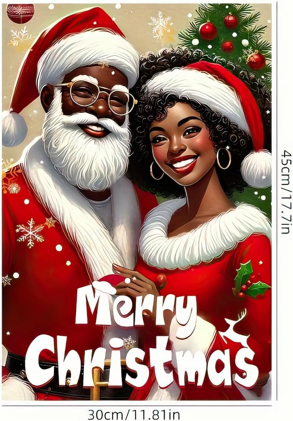 Christmas Garden Flag 12x18 Double Sided African American Santa and Mrs Claus Merry Christmas Yard Flag Winter Holiday Outdoor Garden Decor Seasonal Lawn Porch Patio Banner Decoration - Image 6