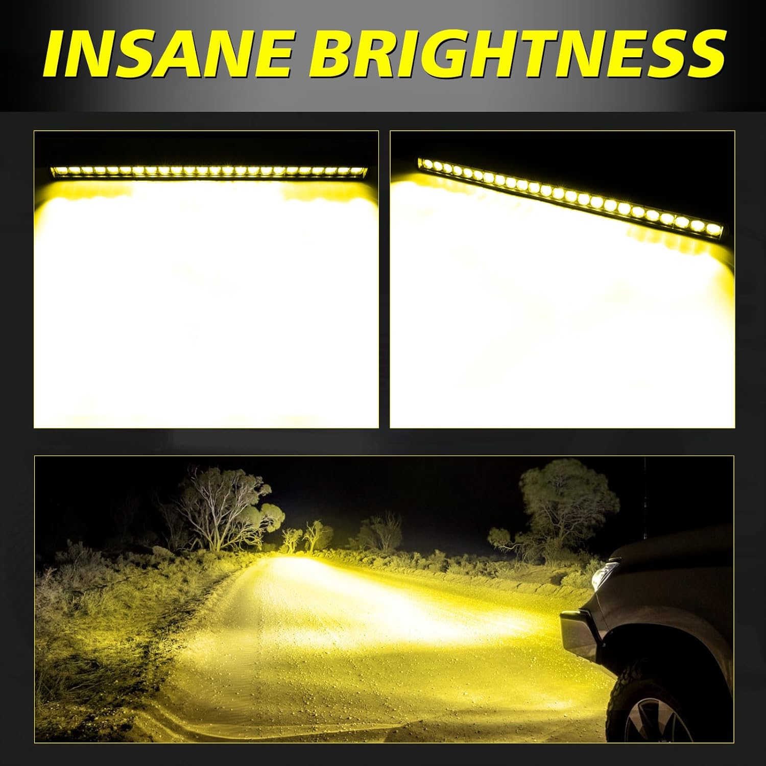 AKD Part Amber LED Light Bar demonstrating insane brightness and night visibility