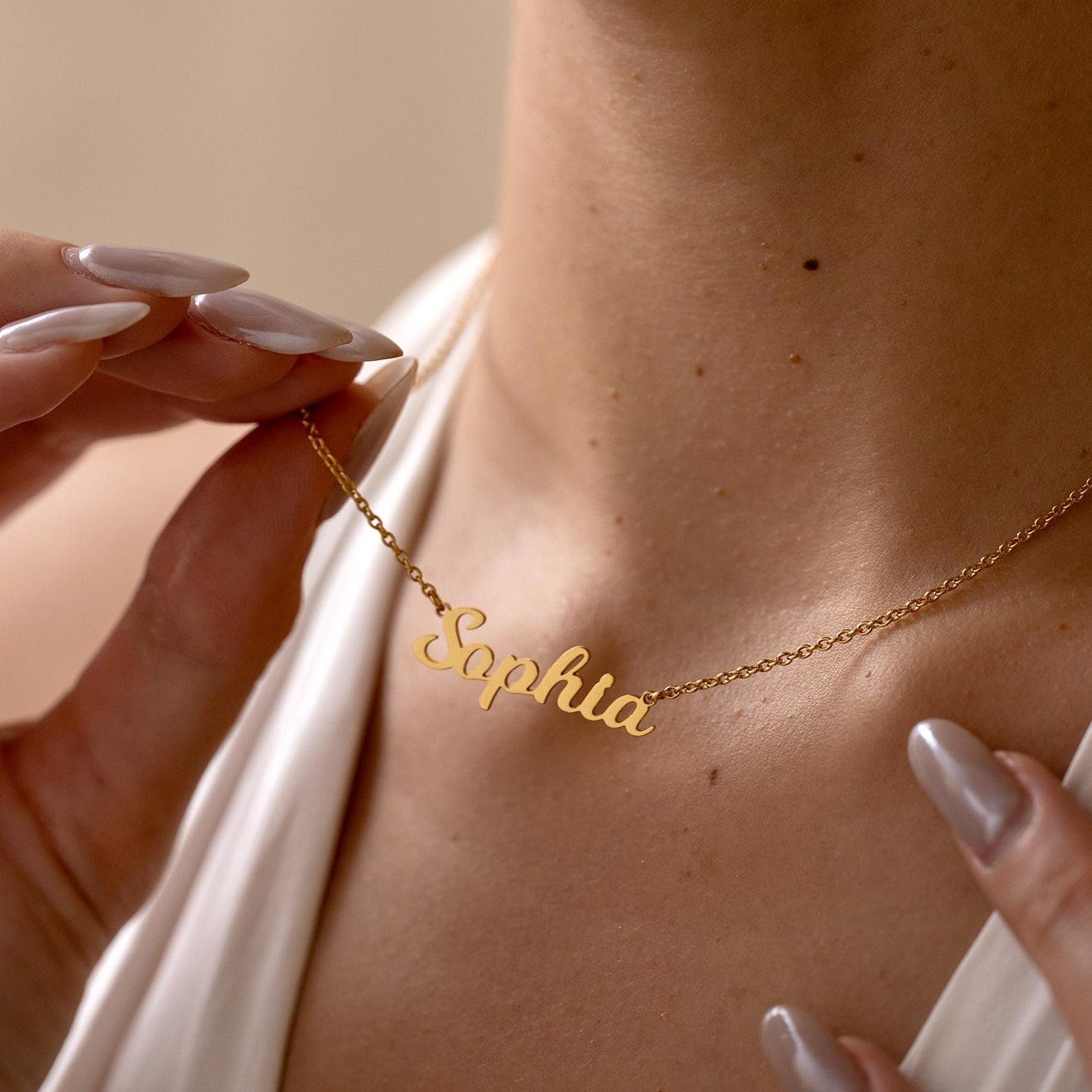 Personalizzato collana con nome, argento collana con nome, su misura scritta ciondolo damigella Natale per lei, mamma