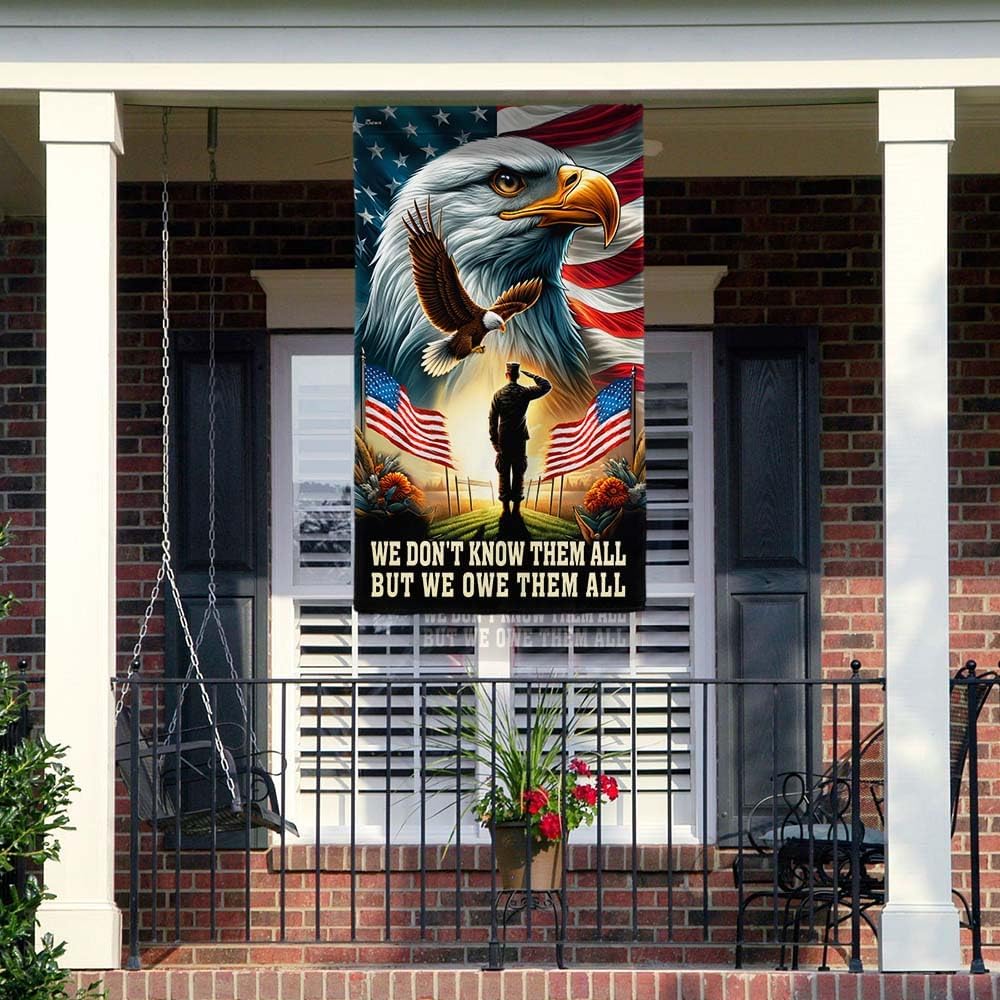 American Flag-Veteran Patriot Eagle Flag We Don't Know Them All But We Owe Them All Flag MLN2764F, House Flag (29.5" x 39.5")-USA Flags Premium Polyester-Decorative Indoor Outdoor Flag