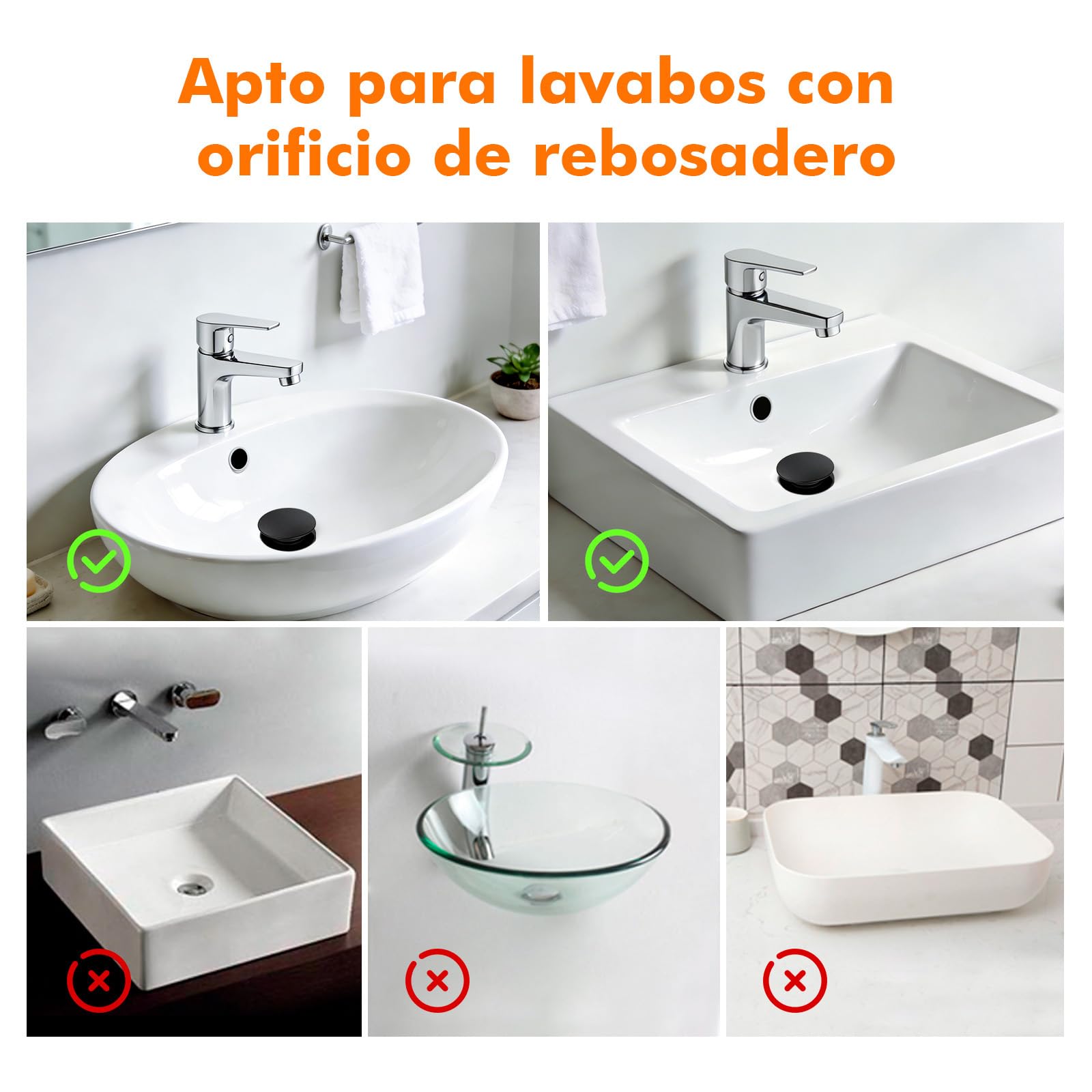 Ibergrif Tapón Pop Up Lavabo con Rebose, Válvula Desagüe Click Clack para Lavabo con Rebosadero, Tapón de Drenaje Latón Negro Mate, Instalación Sin Herramientas, Compatible Ø41-50 mm, M20502B