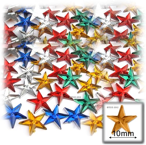 Miniatura 10 de The Crafts Outlet 144 diamantes de imitación acrílicos sueltos con parte trasera plana, estrella de 0.394 in - 46 ss, parte trasera plana,