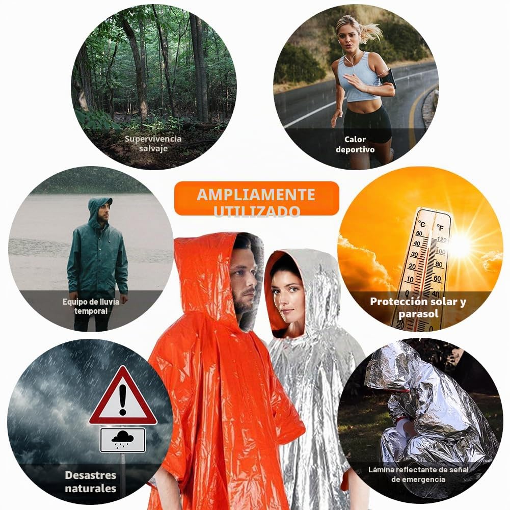 Flintronic Poncho de Supervivencia 3 PCS Mantas Térmicas de Emergencia Impermeable Aluminio Reversible