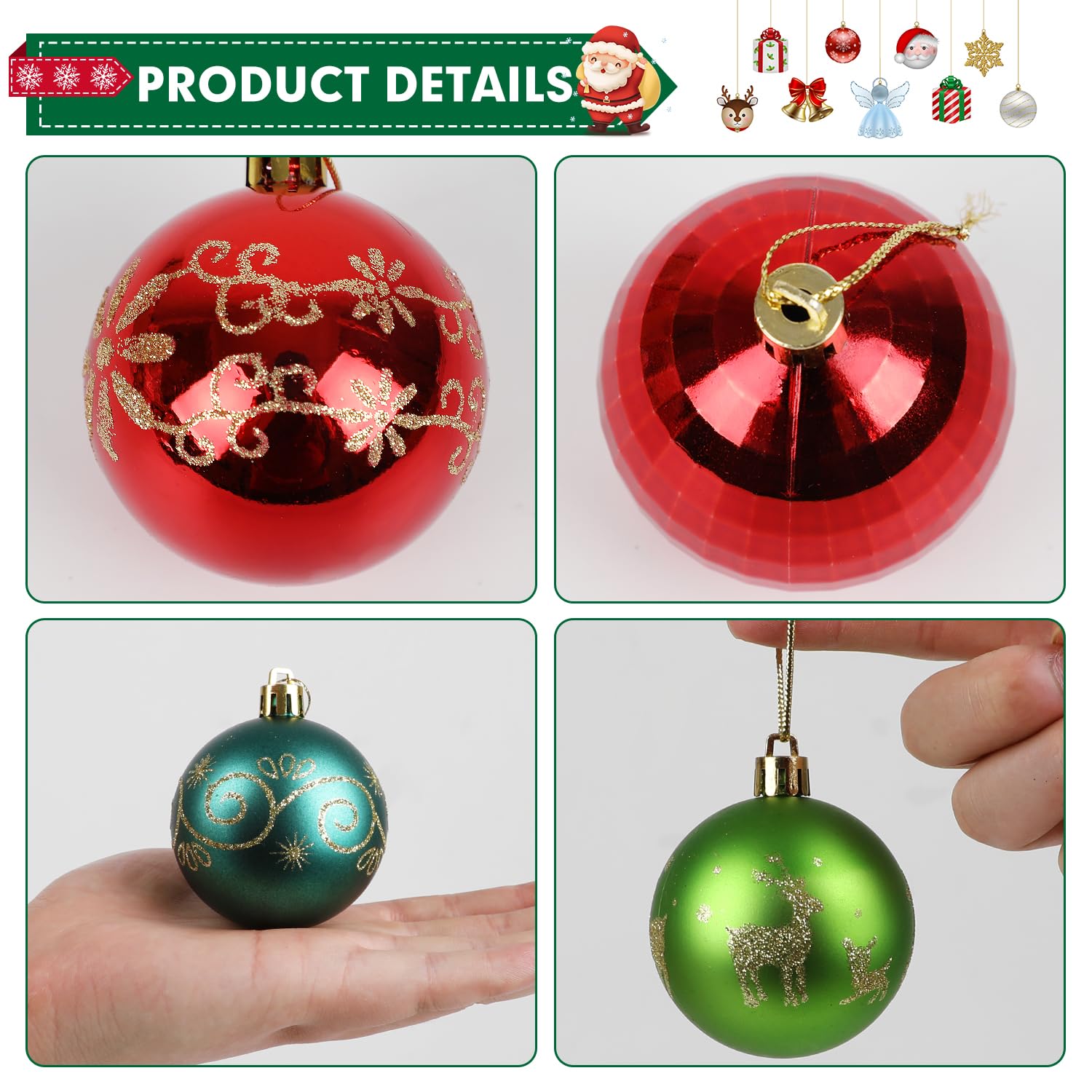 ZALAON 44 Pcs Christmas Ball Ornaments - Image 4