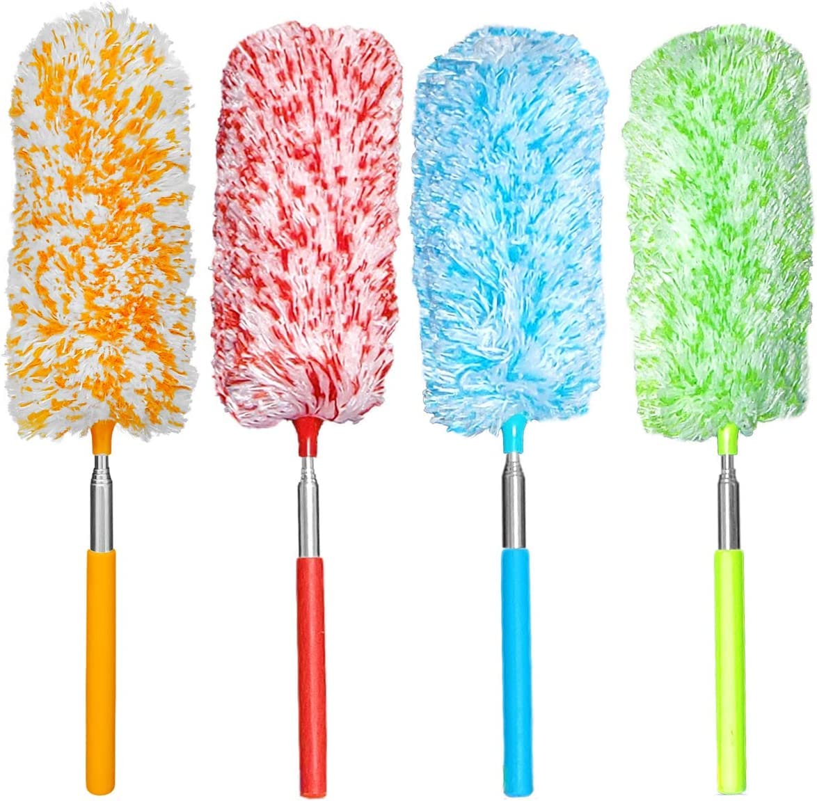 4 Pcs Microfiber Duster, Microfiber Hand Duster Washable Microfibre Cleaning Tool Extendable Dusters for Cleaning Office, Car, Computer, Air Condition, Washable Duster