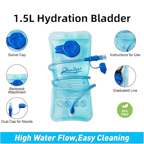 Miniatura 3 de Hydration Bladder,1.5L-2L Water Bladder for Hiking Backpack Leak-Proof Water Reservoir BPA Free Hydration Bag for Biking Running Camping 1.5-2 Liter