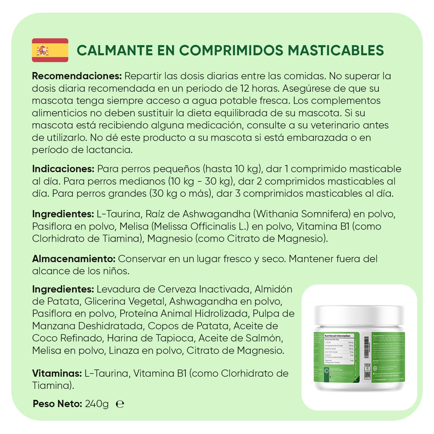 Calmante para Perros 120 Comprimidos Masticables - Relajante para Nervios por Fuegos Artificiales, Petardos, Tormenta o Viajes - Tranquilizante Natural para Perros de Todos los Tamaños y Edades