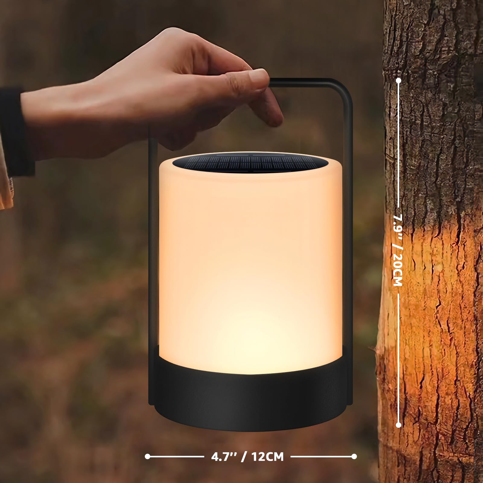 Solarlampen für außen Solar Akku Outdoor Lampe, IP44 Wasserdicht | 8-10h Akku | 7 RGB + Weiß Metallgerüst Tragbare USB-C für Garten Terrasse BBQ