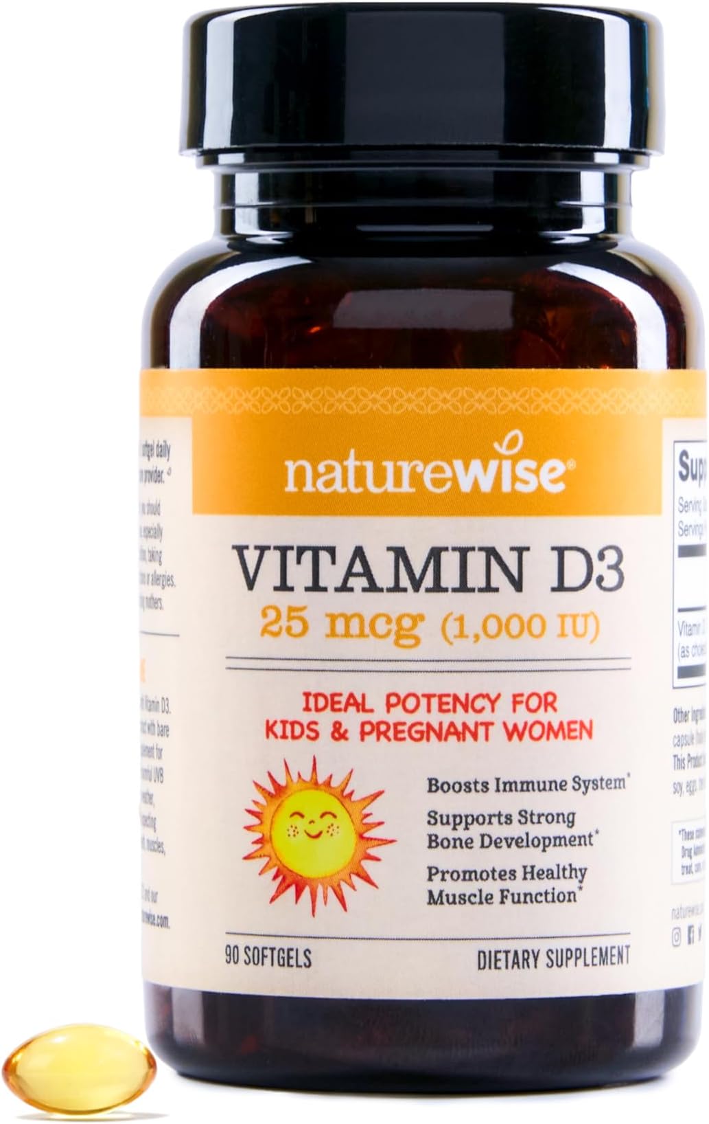 NatureWise Vitamin D3 1000iu (25 mcg) Healthy Muscle Function, and Immune Support, Non-GMO, Gluten Free in Cold-Pressed Olive Oil, Packaging Vary (Mini Softgel), 90 Count