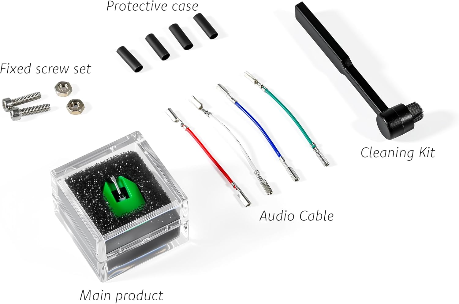AT-VMN95E Record Player Needle Replacement Compatible with Audio-Technica AT-LP120X-USB Record Player, Elliptical Turntable Stylus Replacement for AT-VM95E Cartridge, Include Lead Wires & Stylus Brush