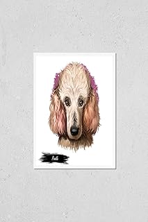 Wall Art Poster Print of Poodle Dog Portrait Isolated on White. Digital Art Illustration of Hand Drawn Dog for Web, T-Shirt Print and Puppy Food Cover Design. Dog Breeds, Standard, Miniature and Toy