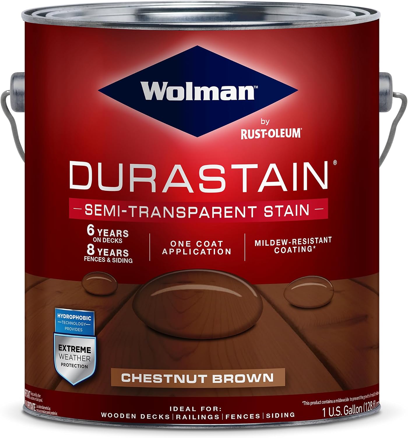 Wolman 288337 DuraStain Water-Based Transparent Exterior Wood Stain, Gallon, Natural Cedar