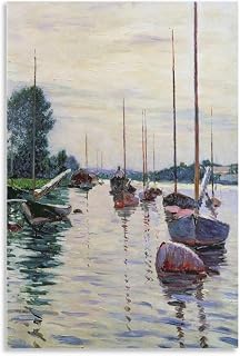 Gustave Caillebotte,Boats Anchored on The Seine Poster Print for Teen Boys Room Wall Art Canvas Painting Print 16x24inch(40x60cm)