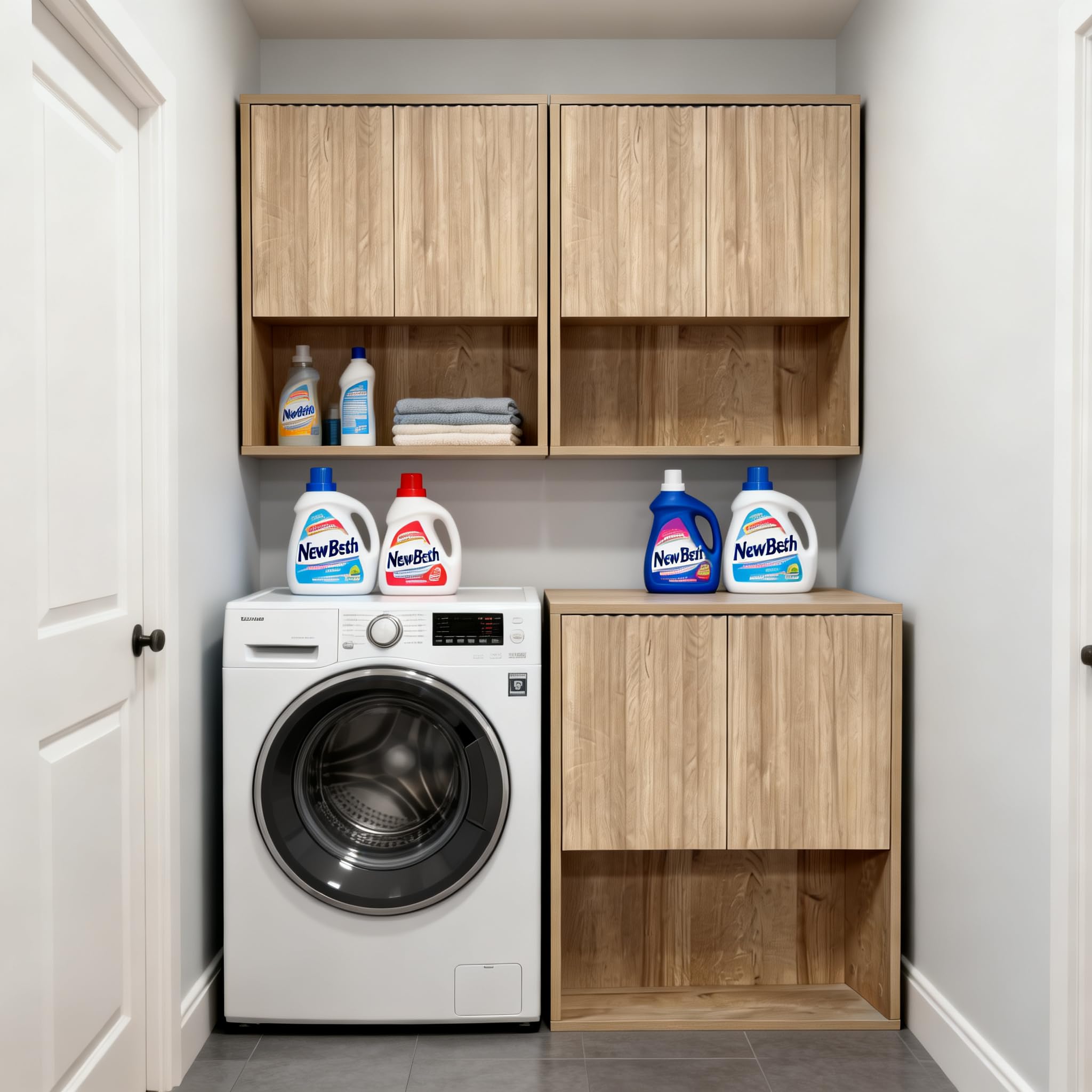 Armoire Murale de Salle de Bain en Bois à 3 Étagère, 60x22.5x73cm, Chêne