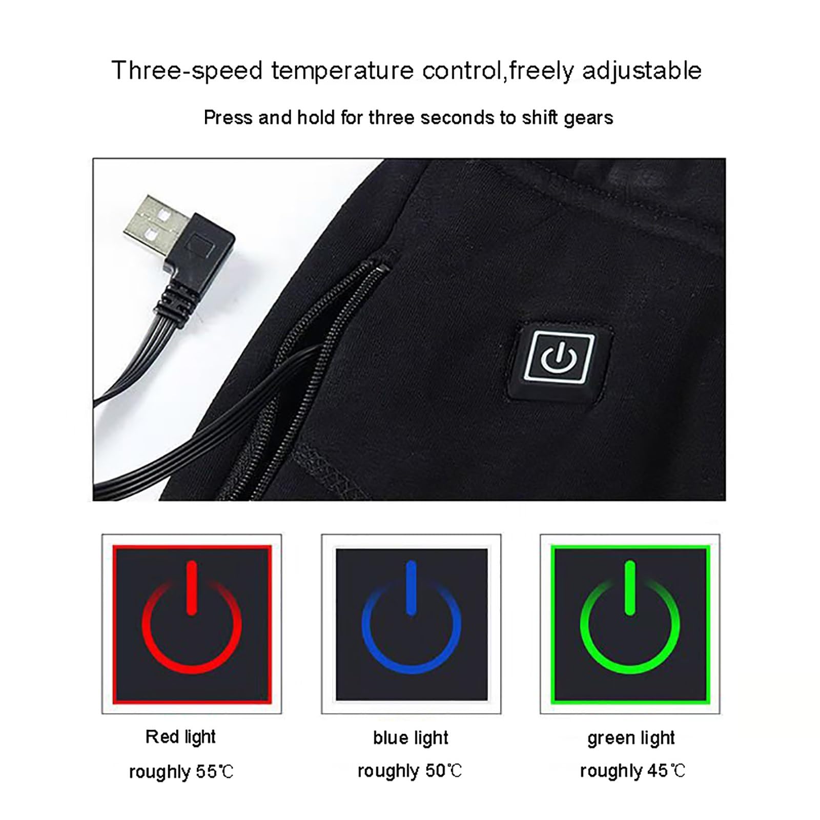 Biancheria Intima Riscaldante, Riscaldamento Intelligente USB a Tre Velocità Di Regolazione Della Temperatura Uomo e Donna Tuta Termica Sci Freddo Biancheria Intima Termica Lavabile In Lavatrice