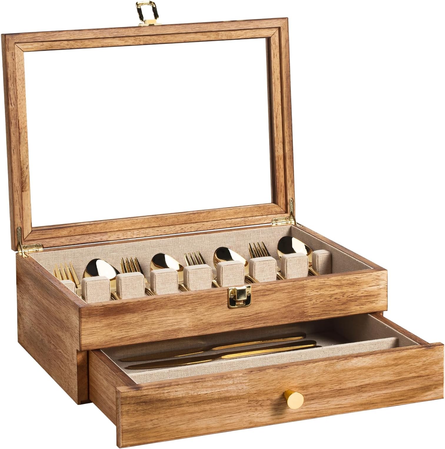 GENRICE Wooden Silverware Chest without Silverware