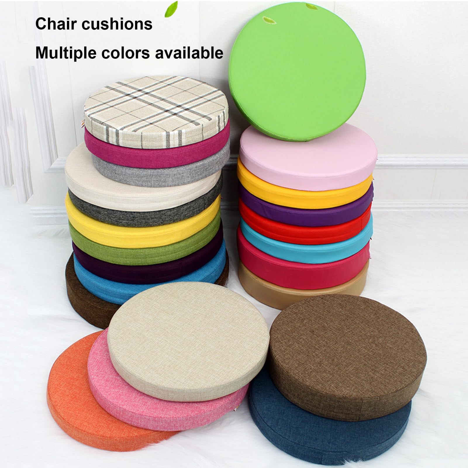 Lot de 4 coussins de chaise ronds avec housses amovibles en éponge douce pour intérieur salle à manger, salon, extérieur