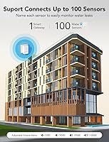 Vista 5 de GoveeLife Premium Detector inteligente de fugas de agua 2 con rango ultralargo de 1968 pies, sensor de agua wifi con SMS/Email/APP Push y alarma