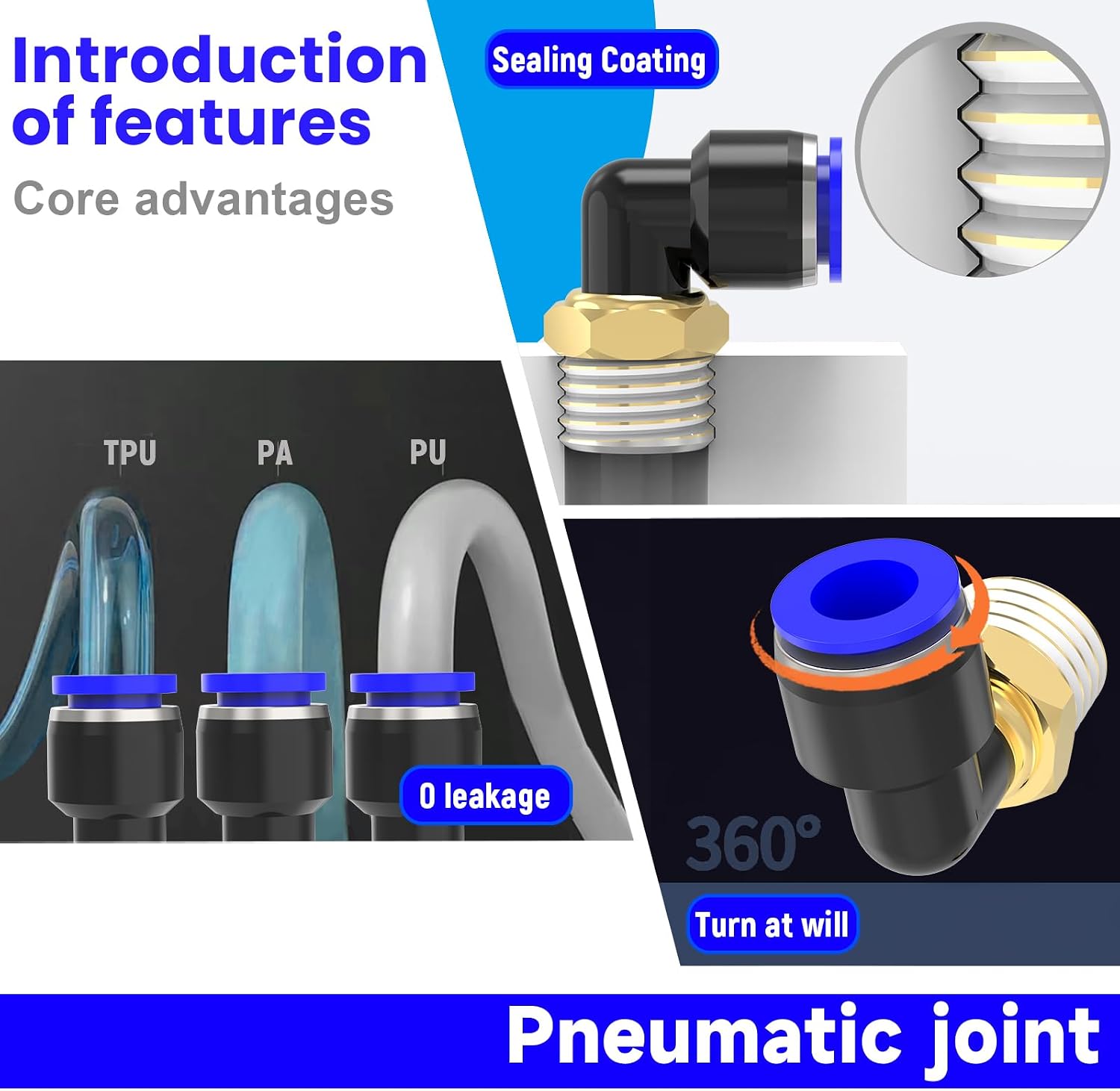 20-PACK 4MM Tube OD x 1/8 Inch Thread Male Elbow Push to Connect Fittings,PC4-01 Pneumatic Quick Connect Air Line Hose Fittings