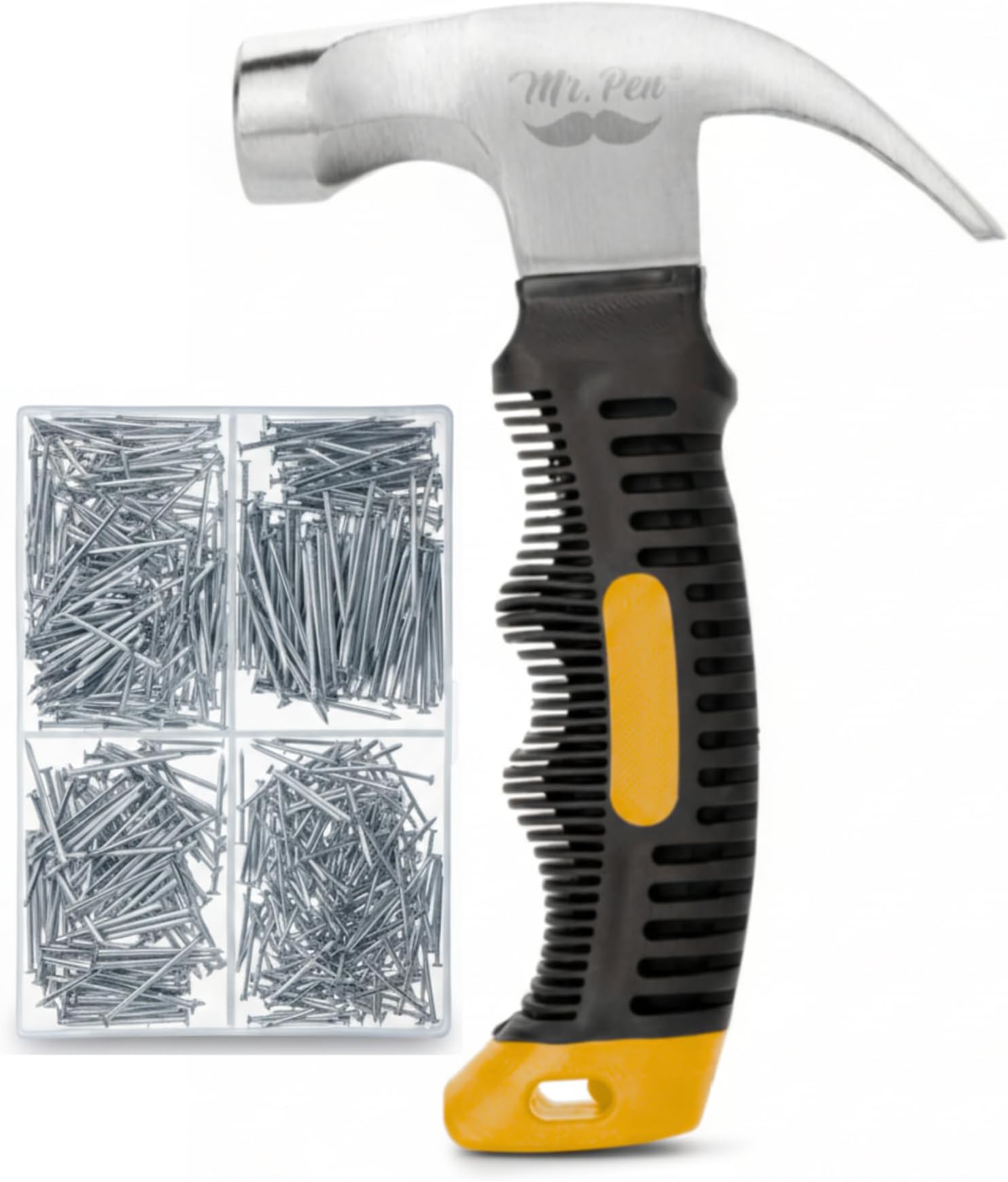 Mr. Pen- Nail Assortment Kit and 8oz Small Hammer, 600 Pcs Small Nails for Hanging Pictures, Hammer and Nails Set, Picture Hanging Kit