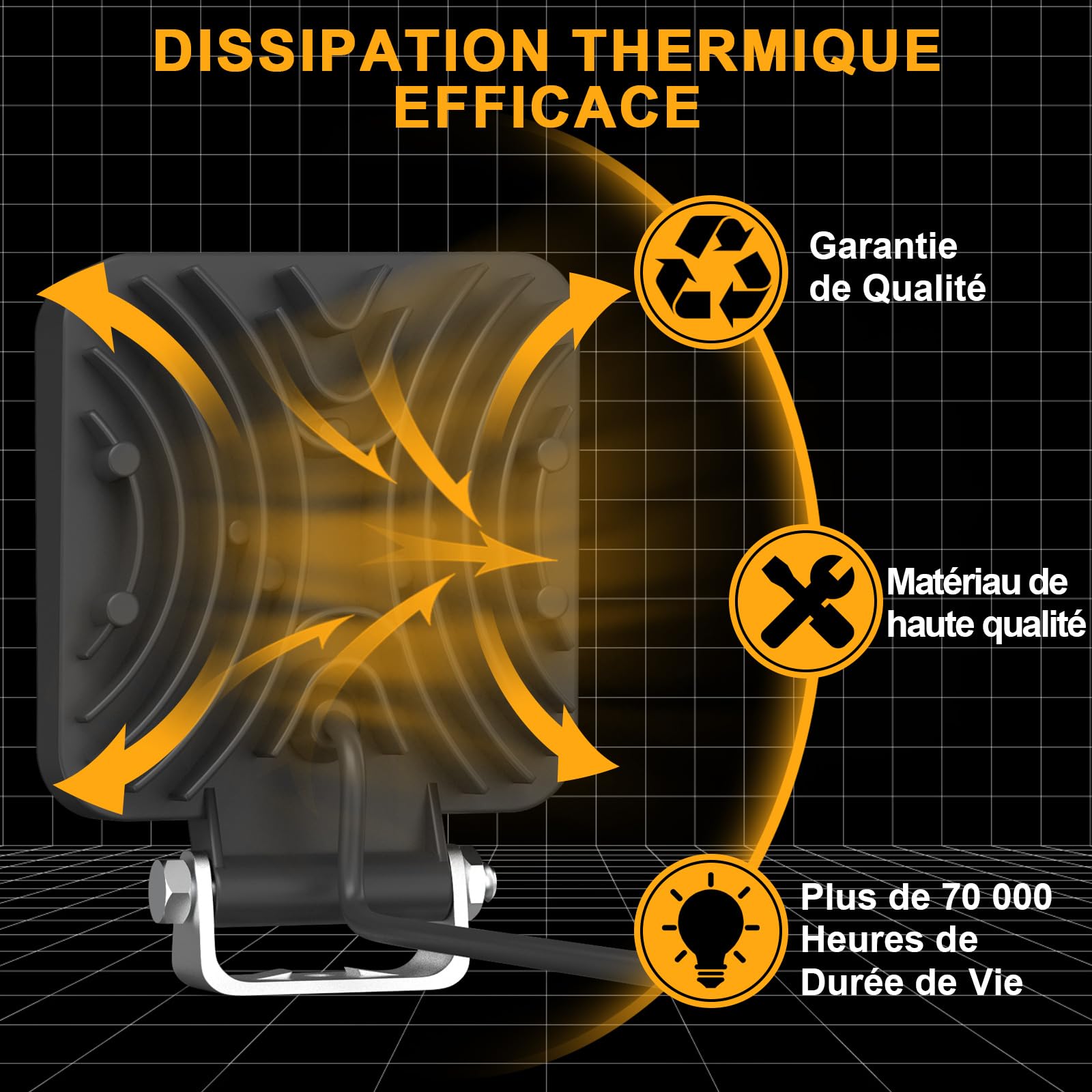 antom 102W Phare de Travail led 15000LM Feux de Recul Led 12v, Phare Led Projecteurs pour voiture, tracteur bateau, 12-24v camion