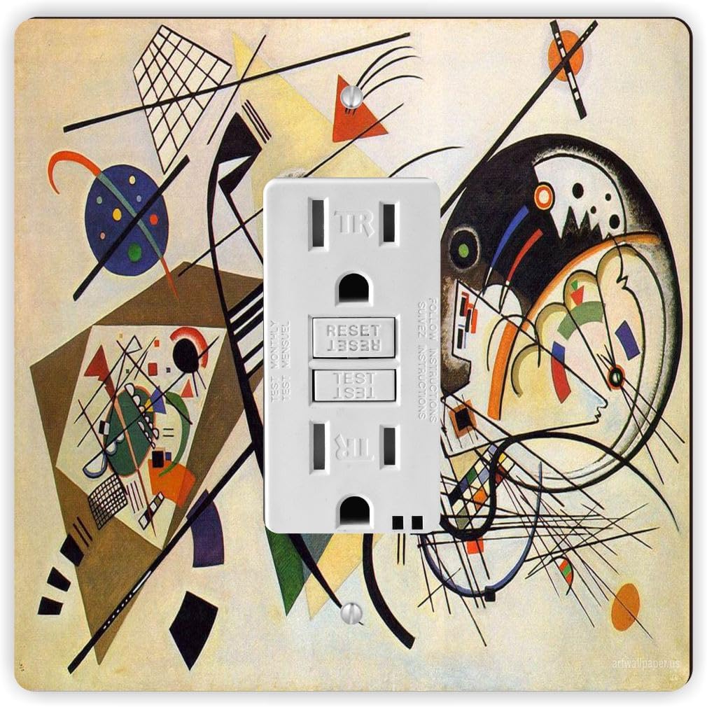 Sam Sandor - Transverse Line - Reproduction Kandinsky Art -Light Switch Plate Covers - Double GFI Double Rocker - Two Gang Switch Plate Cover