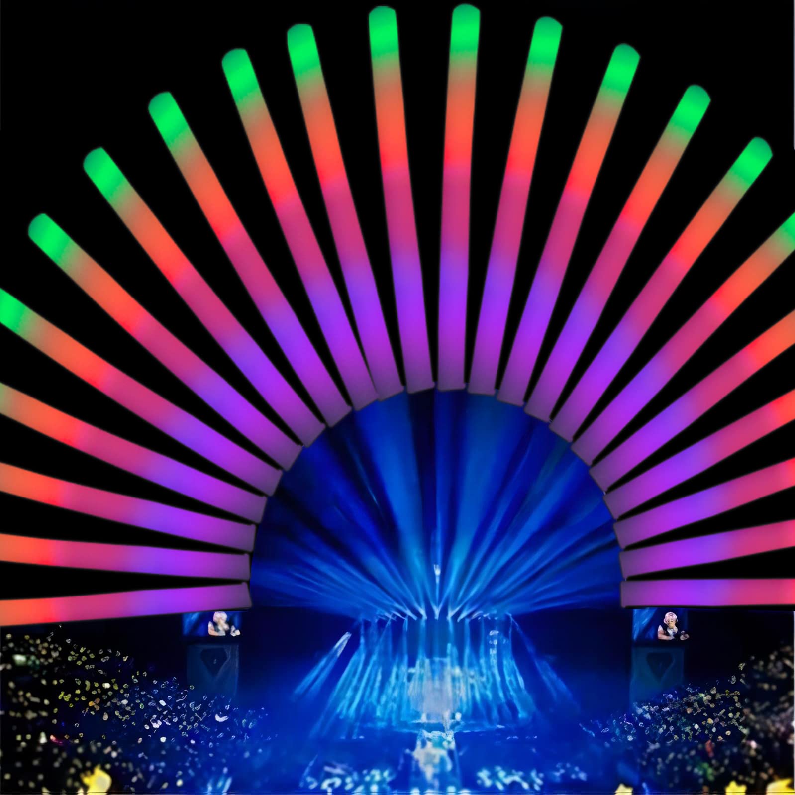 Photo 1 of 32pcs Foam Glow Sticks Bulk, 16" Light Up Foam Sticks, Led Foam Sticks with 3 Modes Colorful Flashing, Glow in the Dark Sticks for Wedding, Raves, Birthday, Party, Concert, Sports Events 32 pcs