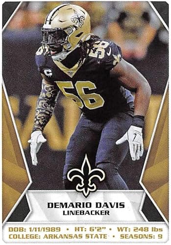 2020 Panini NFL Stickers Football #466 Demario Davis New Orleans Saints Official 1.5 X 2.5 Inch Album Sticker