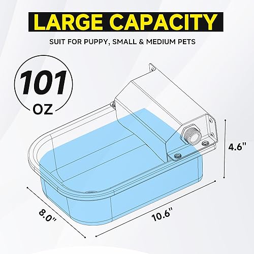 Miniatura 5 de Dispensador automático de agua para perros, 3 litros101 onzas, alimentador de agua para perros de acero inoxidable 304, bebedero grande de llenado