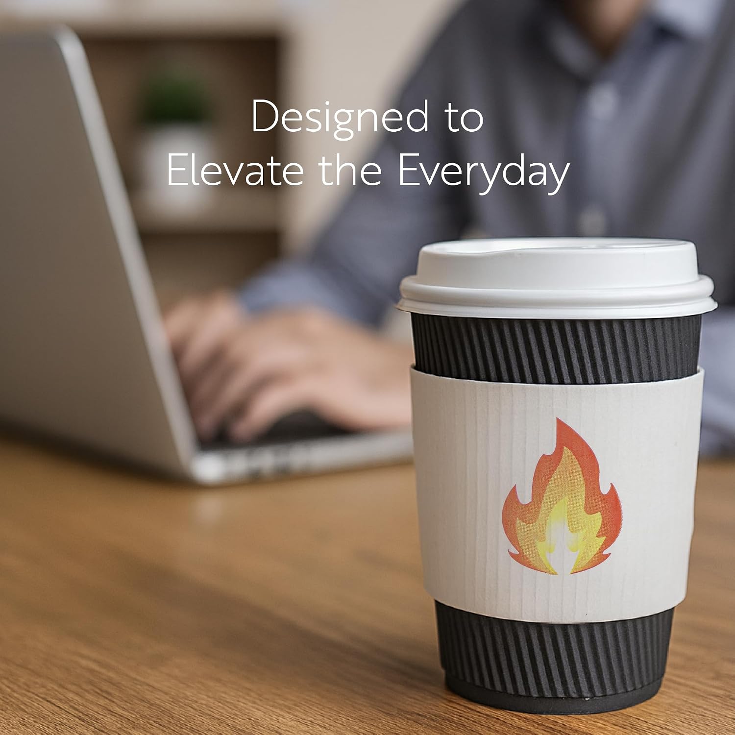 Restaurantware White Paper Fire Emoji Coffee Cup Sleeve, 50 Pack