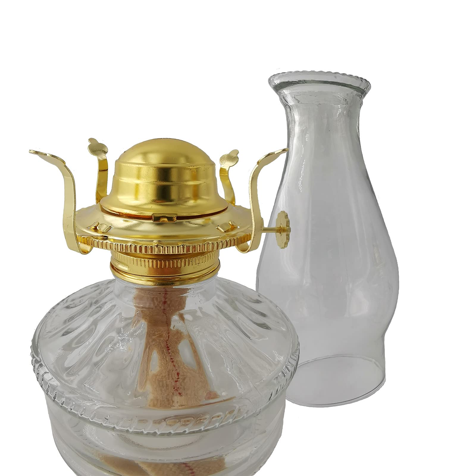 Lampe à Huile Antique En Verre - 30 Cm - Avec Cheminée Et Mèche - Pour Décoration Intérieur Ou Camping
