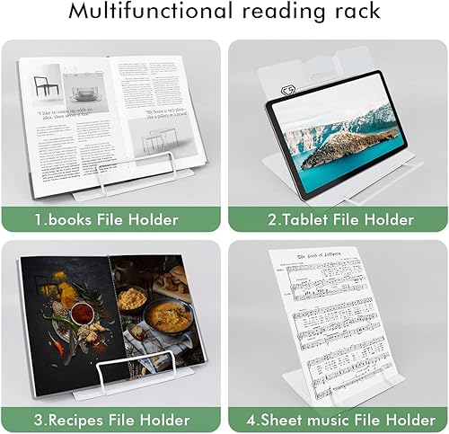 Miniatura 6 de CS COSDDI Soporte para libros de escritorio de metal soporte ajustable para libros de cocina soportes portátiles resistentes para recetas libros de